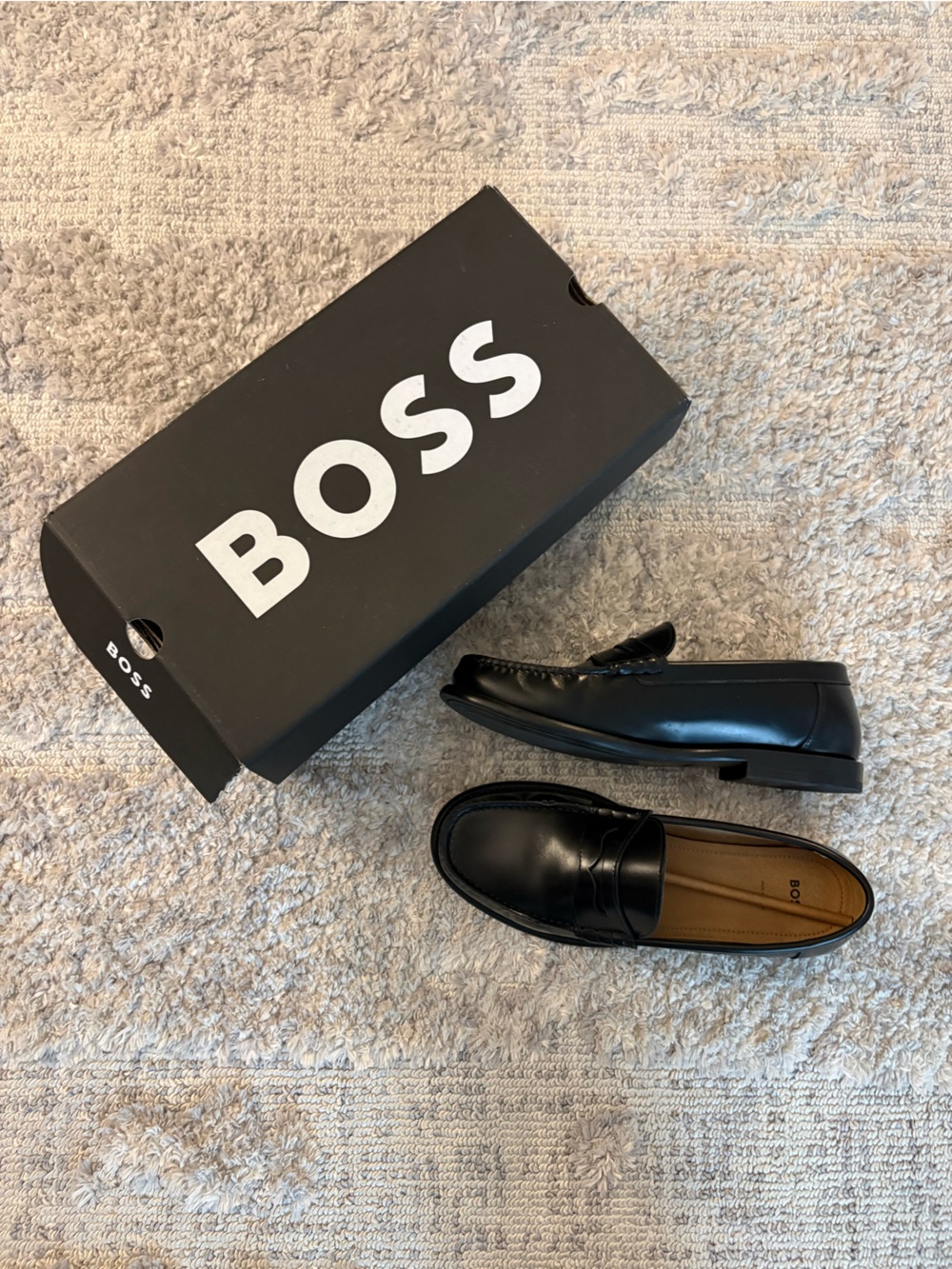 Boss Black Leather Penny Loafers